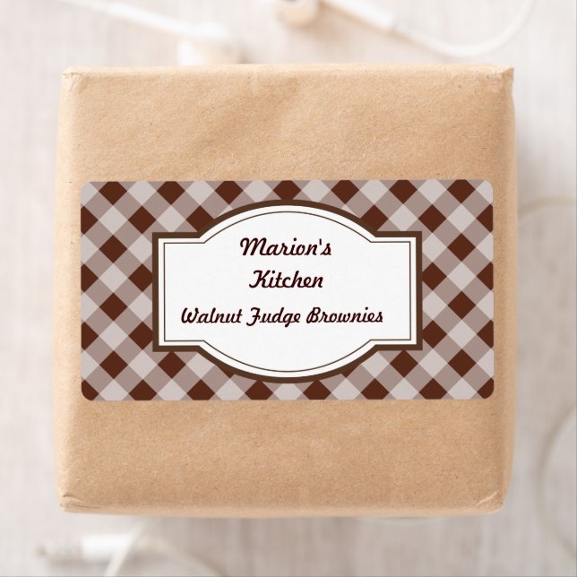Chocolate Brown Gingham Baking Kitchen Gift Labels Fraktsedel (Insitu)