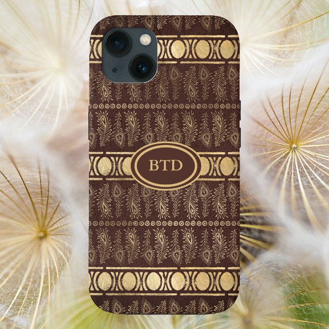 Chocolate Brown Guld Bohemian Monogram Abstrakt (Skapare uppladdad)