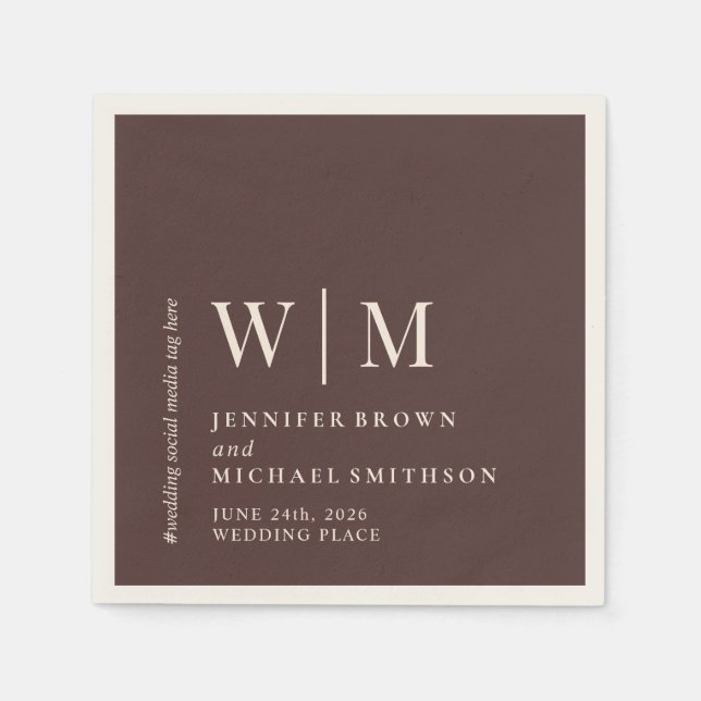 Chocolate Brown & Ivory Formal Event Suite Wedding Pappersservett (Framsidan)