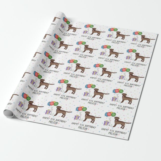 Chocolate Brown Labrador Retriever Hund - födelsed Presentpapper (Utrullad)