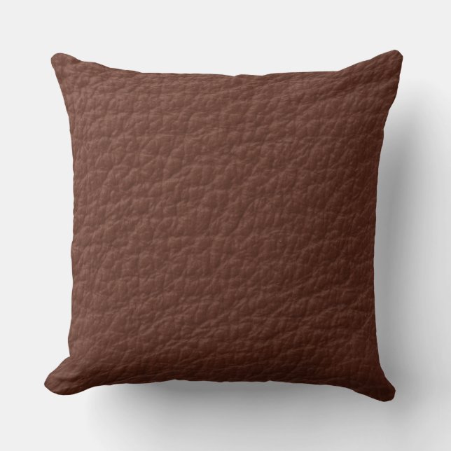 Chocolate Brown Leather-utseende Skriv ut fyllning Kudde (Framsida)