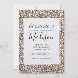 Chocolate Brown Leopard Skriv ut födelsedag Inbjudningar