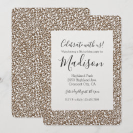 Chocolate Brown Leopard Skriv ut födelsedag Inbjudningar