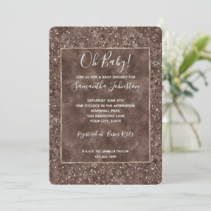 Chocolate Brown Leopard Skriv ut Glitter Inbjudningar