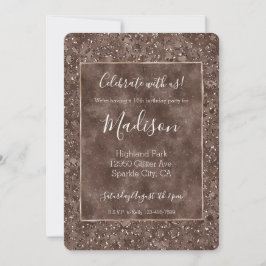 Chocolate Brown Leopard Skriv ut Glitter Inbjudningar