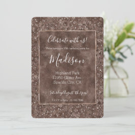 Chocolate Brown Leopard Skriv ut Glitter Inbjudningar