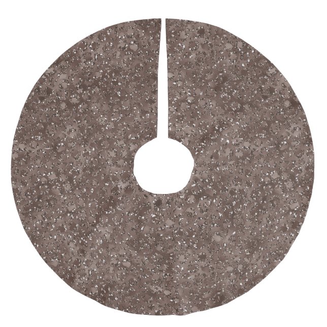 Chocolate Brown Leopard Skriv ut Glitter Julgransmatta Borstad Polyester (Framsidan)