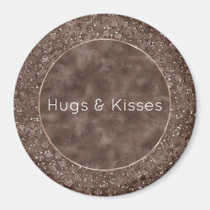 Chocolate Brown Leopard Skriv ut Glitter Magnet
