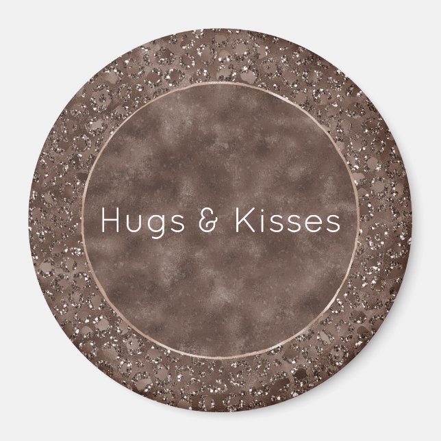 Chocolate Brown Leopard Skriv ut Glitter Magnet (Framsidan)