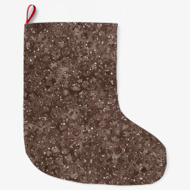 Chocolate Brown Leopard Skriv ut Glitter        Stor Julstrumpa