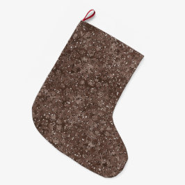 Chocolate Brown Leopard Skriv ut Glitter Stor Julstrumpa