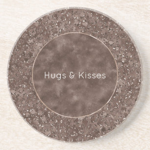 Chocolate Brown Leopard Skriv ut Glitter Underlägg