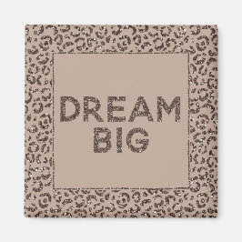 Chocolate Brown Mocha Cream Leopard Glitter Dream Magnet