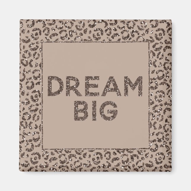 Chocolate Brown Mocha Cream Leopard Glitter Dream Magnet (Framsidan)