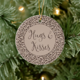 Chocolate Brown Mocha Cream Leopard Glitter Kisses Julgransprydnad Keramik