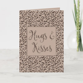 Chocolate Brown Mocha Cream Leopard Glitter Kisses Kort