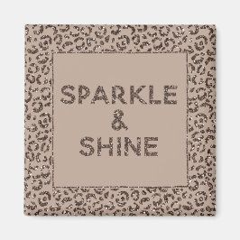 Chocolate Brown Mocha Cream Leopard Glitter Magnet