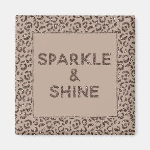 Chocolate Brown Mocha Cream Leopard Glitter Magnet