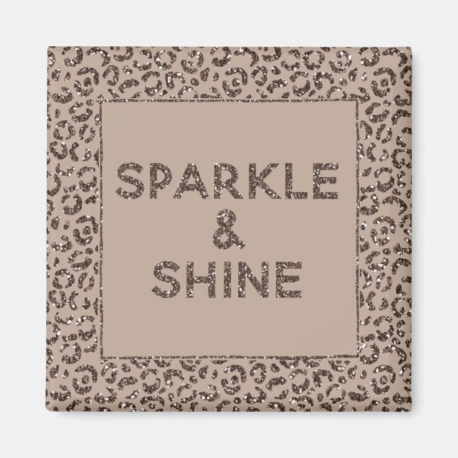 Chocolate Brown Mocha Cream Leopard Glitter Magnet (Framsidan)