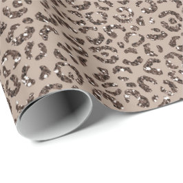 Chocolate Brown Mocha Cream Leopard Glitter Presentpapper