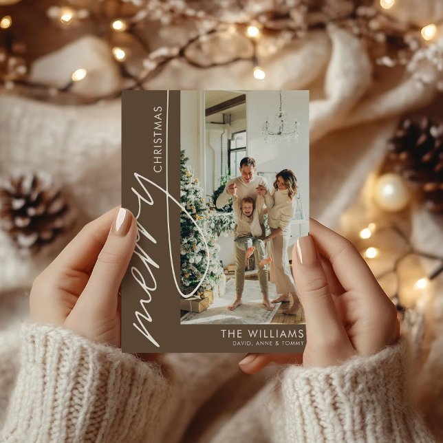 Chocolate Brown Modern Photo jul Julkort (Skapare uppladdad)