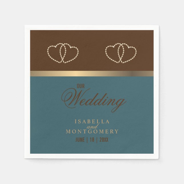 Chocolate Brown och Mörk Teal Pappersservett (Framsidan)