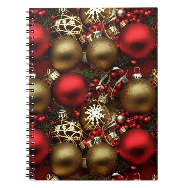 Chocolate Brown och Ruby Red-julprydnader Anteckningsbok (Framsidan)