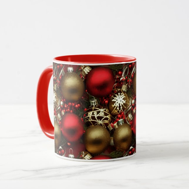 Chocolate Brown och Ruby Red-julprydnader Mugg (Framsida vänster)