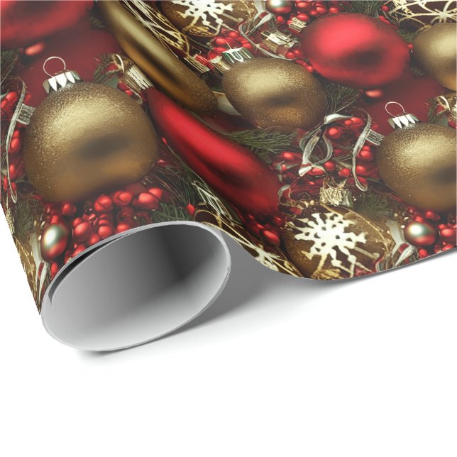 Chocolate Brown och Ruby Red-julprydnader Presentpapper (Rullad Hörn)