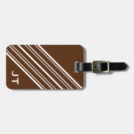 Chocolate Brown och White Streck Monogram Bagagebricka
