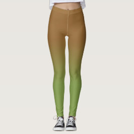 Chocolate Brown Oliv grönt Ombre Leggings