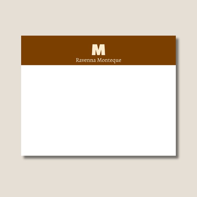 Chocolate Brown Personalized Name Letter Monogram  Anteckningskort (Skapare uppladdad)