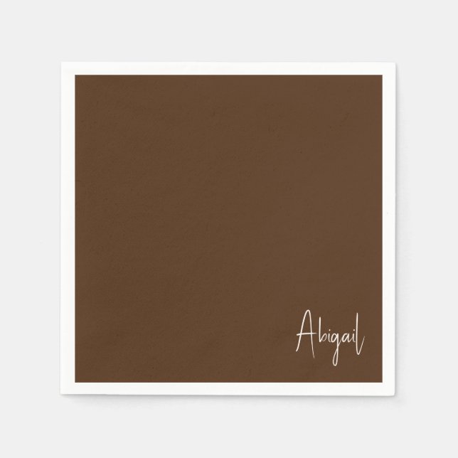 Chocolate Brown Personlig Shower Cocktail Pappersservett (Framsidan)