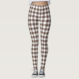 Chocolate Brown Plaid Gingham Leggings