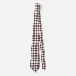 Chocolate Brown Plaid Gingham Neck Tie Slips