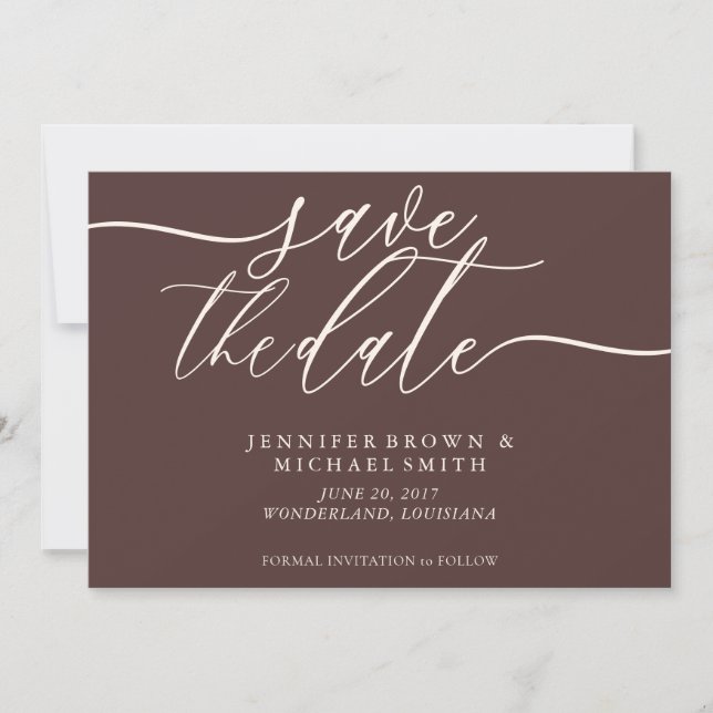 Chocolate Brown Wedding Save Date Photo Spara Datumet (Framsida)