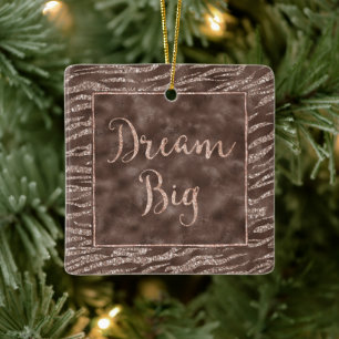 Chocolate Brown Zebra Glitter Dream Julgransprydnad Keramik
