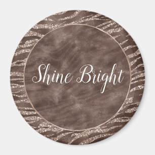 Chocolate Brown Zebra Glitter Peach Ram Magnet