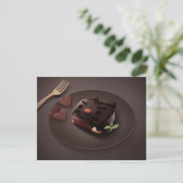 Chocolate Brownie Illustration Meddelande Vykort