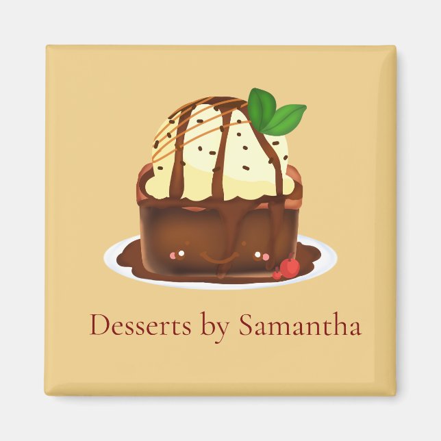 Chocolate Brownie With Vanilla Ice Cream Magnet (Framsidan)