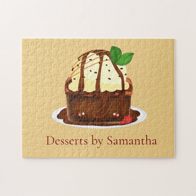 Chocolate Brownie With Vanilla Ice Cream Pussel (Horisontell)