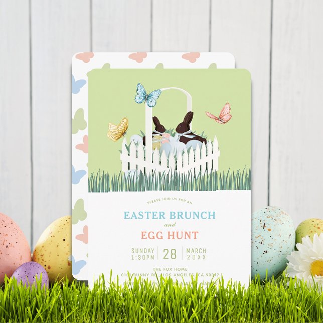 Chocolate Bunny Easter Brunch Egg Hunt Invitation Inbjudningar (Skapare uppladdad)