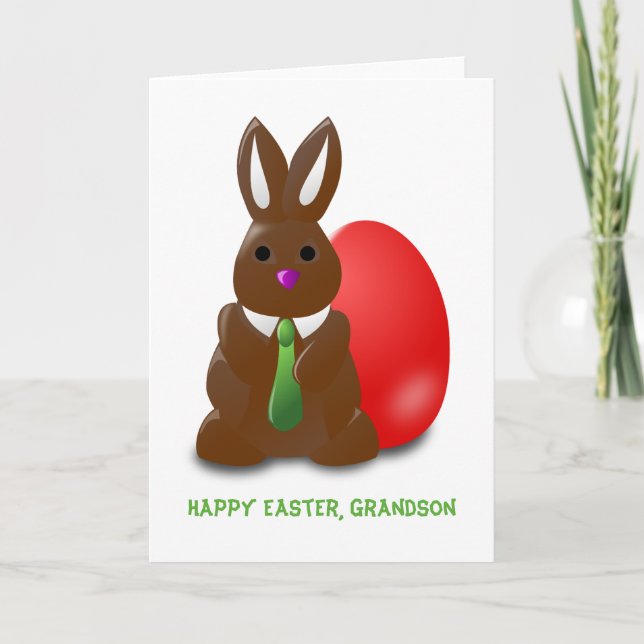 Chocolate Bunny Glad påsk Grandson Helgkort (Framsida)