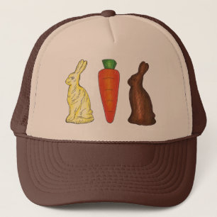 Chocolate Bunny Rabbit Carrot Påsk Basket Candy Truckerkeps