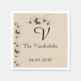 Chocolate Butterflies på Ecru Linen Bröllop Pappersservett