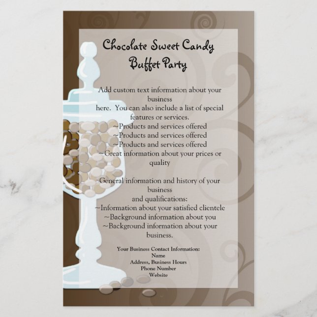 Chocolate Candy Buffet Pub, Sötats urn Flygblad (Framsidan)