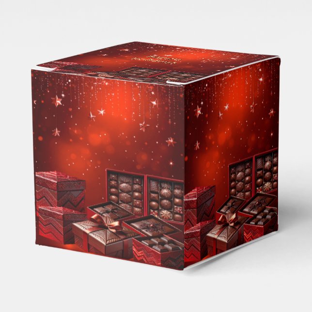 Chocolate Candy Christmas Holiday Favor Box Presentaskar (Framsidan Sidan)