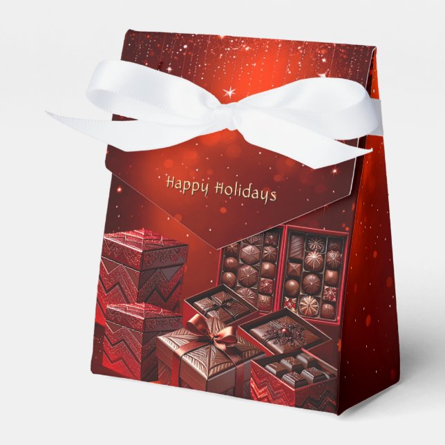 Chocolate Candy Christmas Holiday Gift Box Presentaskar (Framsidan Sidan)