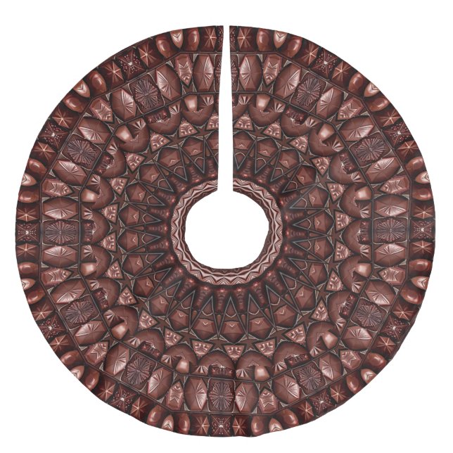 Chocolate Candy Christmas Tree Skirt Julgransmatta Borstad Polyester (Framsidan)