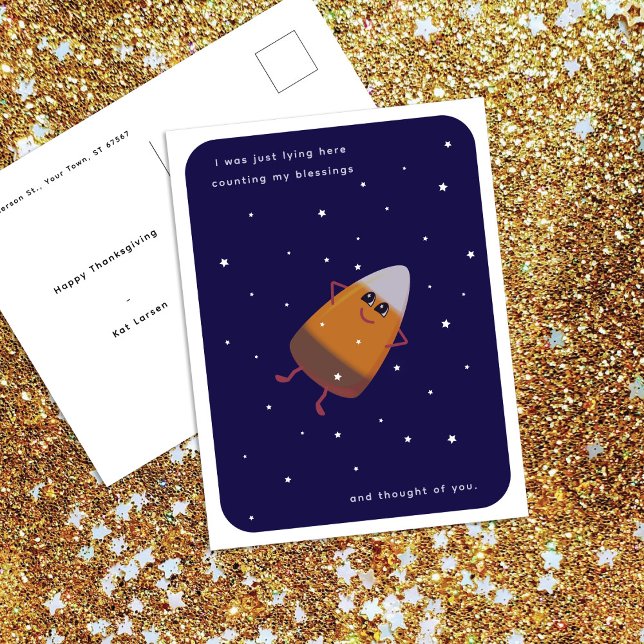 Chocolate Candy corn "Counting My Blessings"-fall Helg Vykort (Skapare uppladdad)